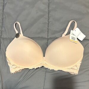 Lace Trim Bra - Blush